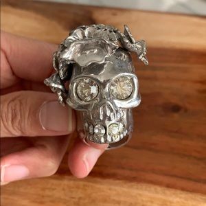 Alexander McQueen Floral Skull Statement Ring